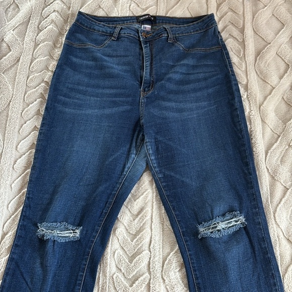 Blue Skinny Jeans with Distressed Knees - Picture 3 of 4